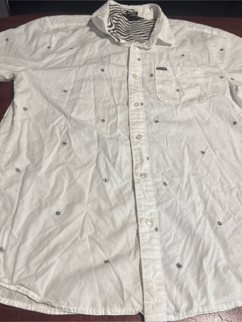 Volcom XL Button Up Fireworks Shirt, Mens, True To This Print, One Chest Pocket